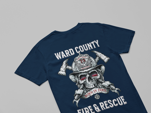 Custom Fire Department Skull Back T-Shirt