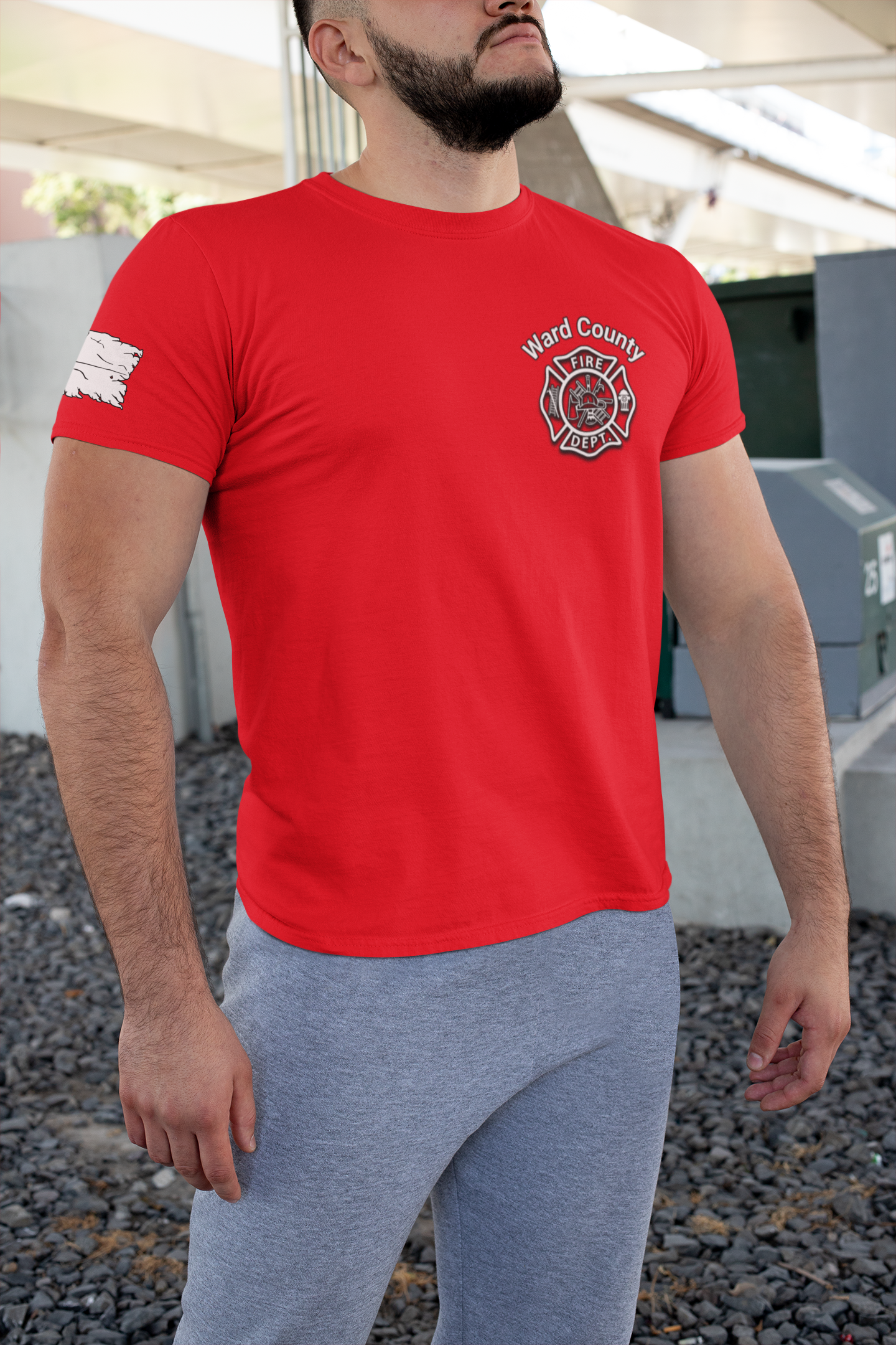 Custom Fire Department Skull Back T-Shirt